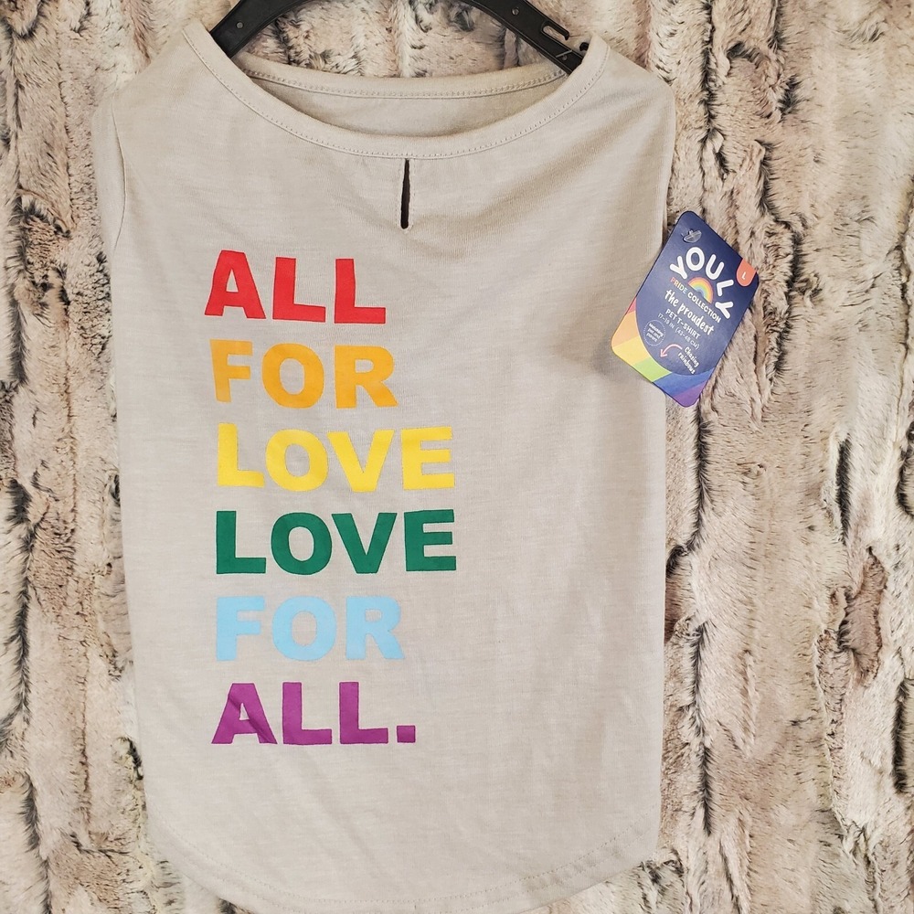 Youly Pride Collection All For Love Dog T-Shirt ‎ Pet size L (New)